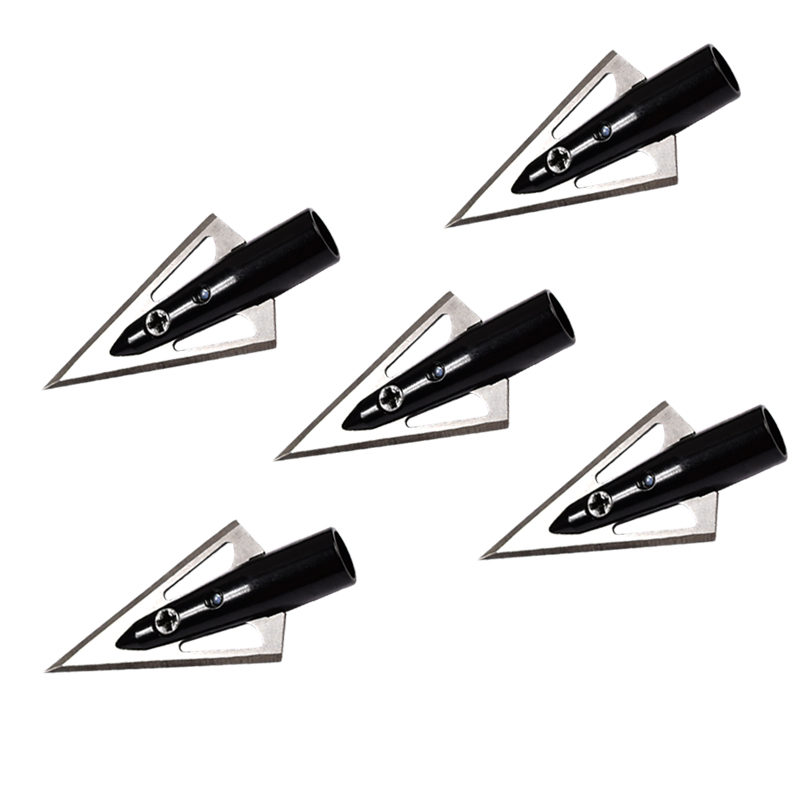 Nika Archery 15B004 3 Blade 125 Grain Broadheads para arco de ballesto Arroz de las flechas Tornillo Soportes Caza