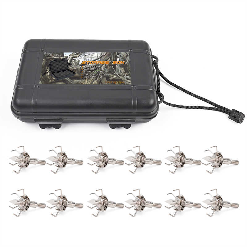 Archery Broadhead Box de almacenamiento y cabezas de 100 grasor